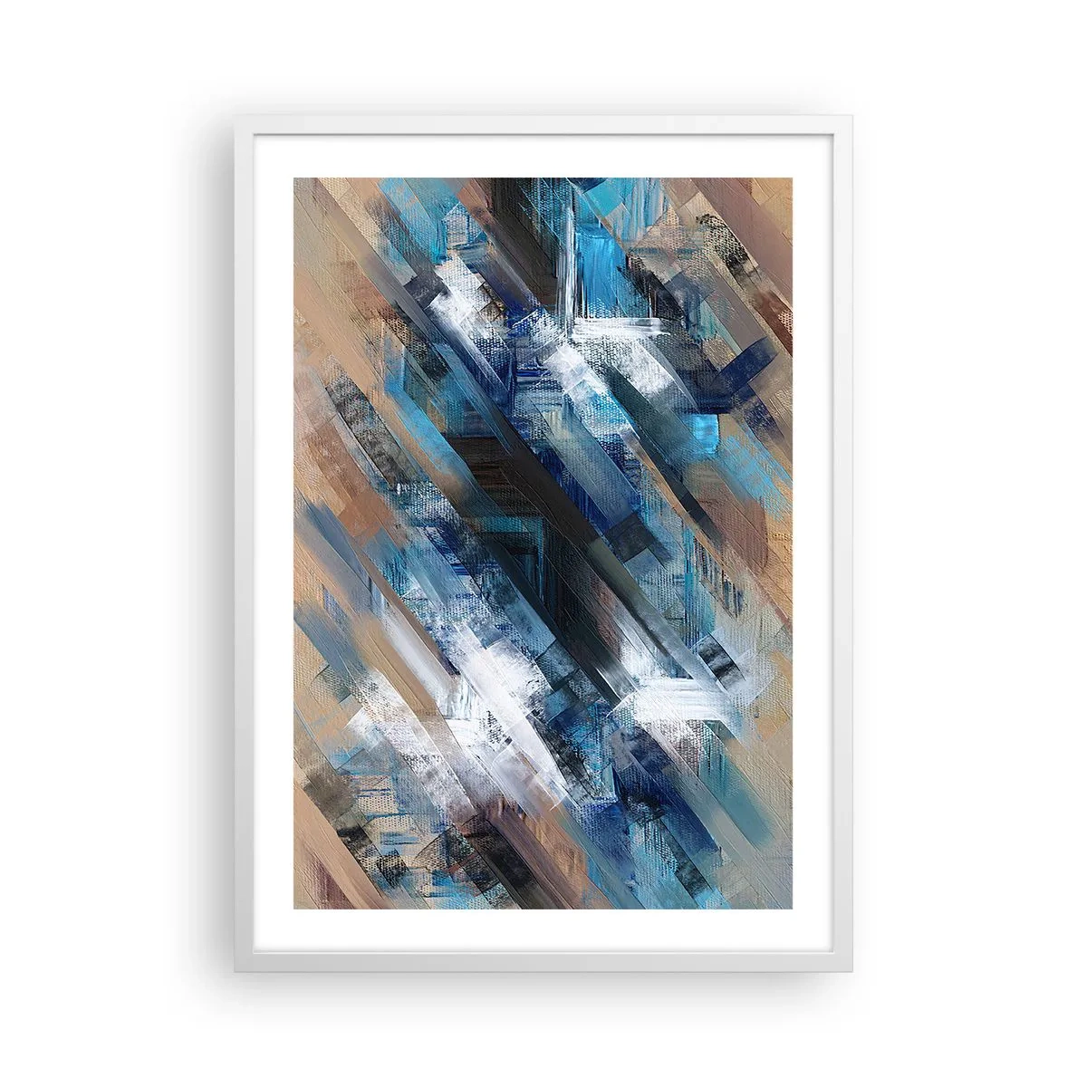 Poster în ramă albă - Pe o pantă albastră - 50x70 cm