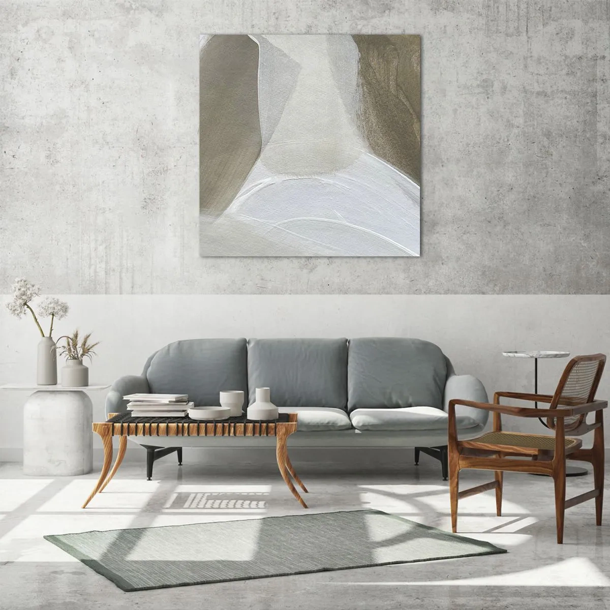 Tablou pe sticlă - Val de alb - 70x70 cm