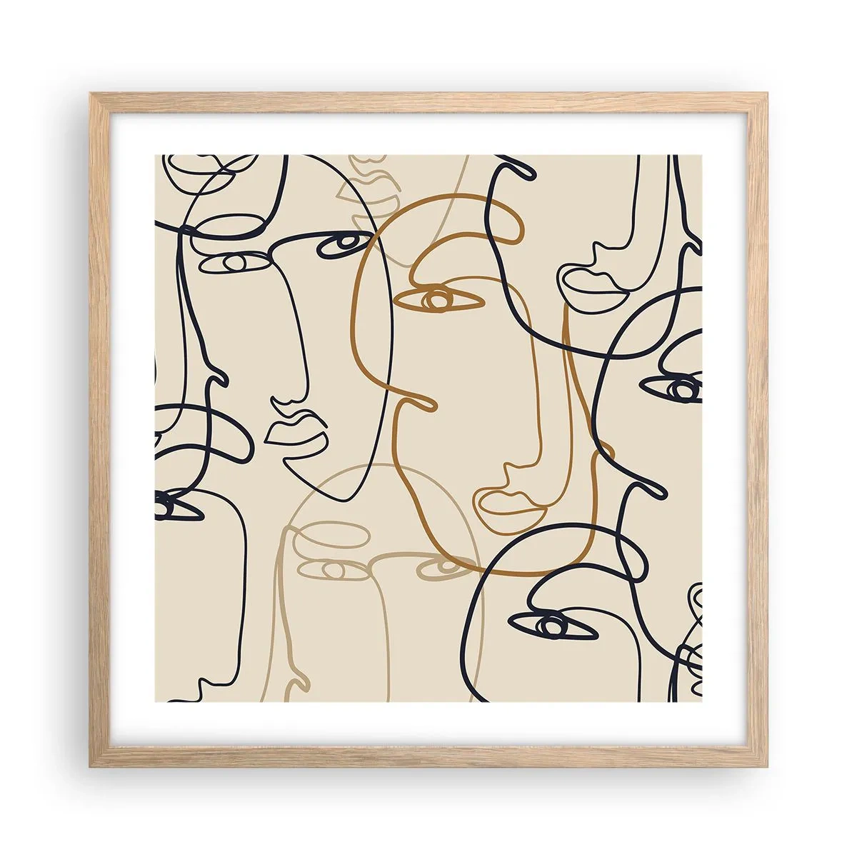 Poster în ramă de stejar deschis - Portret multiplicat - 50x50 cm