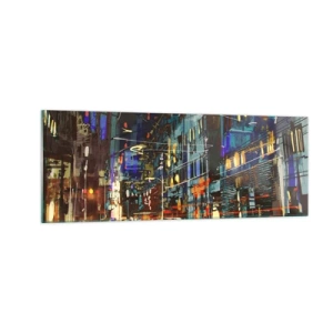 Tablou pe sticlă - Agitația de seară a străzii - 140x50 cm