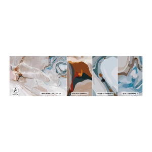Mostră tapet autocolant Deluxe Sticker - Meandre albastre sub alb - Abstracția, Bucată, Model modern - 100x30 cm