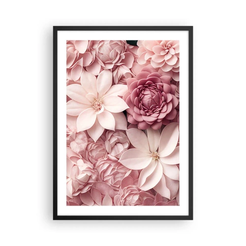 Poster în ramă neagră - Flori roz într-o compoziție elegantă - 50x70cm - În petale roz - Decorațiune modernă pentru perete pentru living și dormitor ARTTOR
