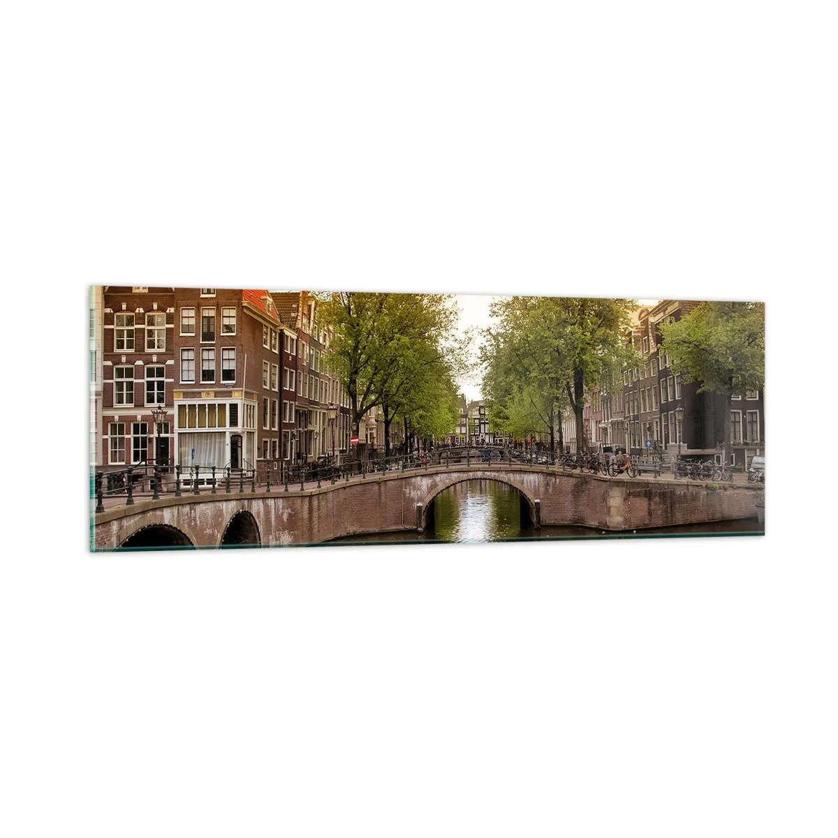 Tablou pe sticlă - Cu barca sau cu bicicleta? - 90x30 cm