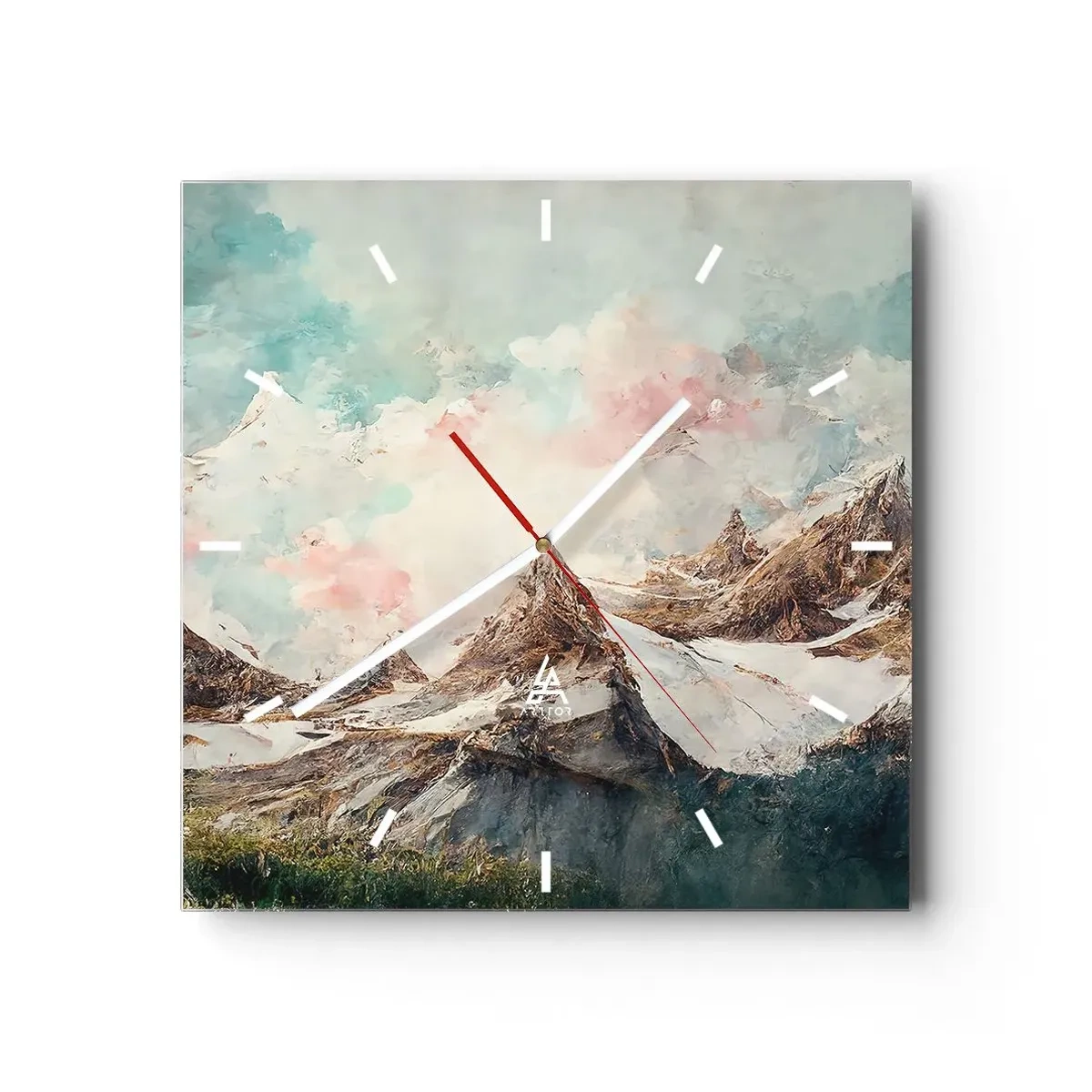 Ceas de perete - Ceas pe sticlă - Lame de piatră - 30x30 cm