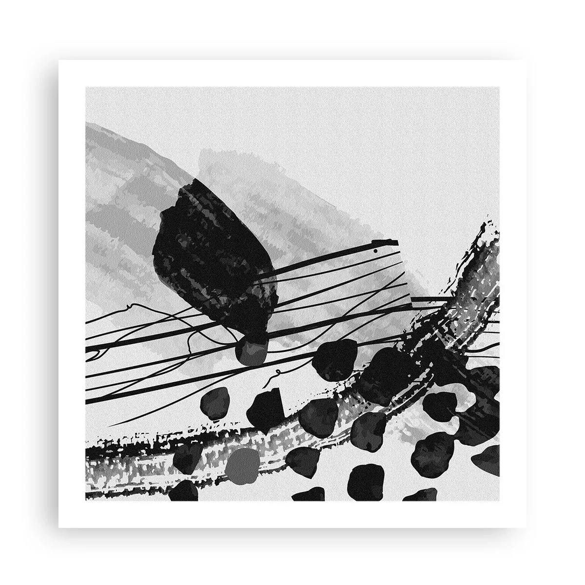 Poster - Abstracție organică în negru și alb - 60x60 cm