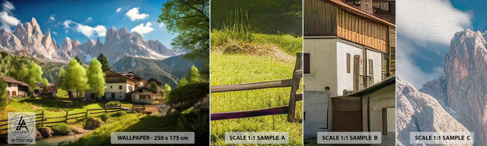 Mostră tapet Premium Canvas - Idilă alpină - Munţi, Peisaj, Alpi - 100x30 cm