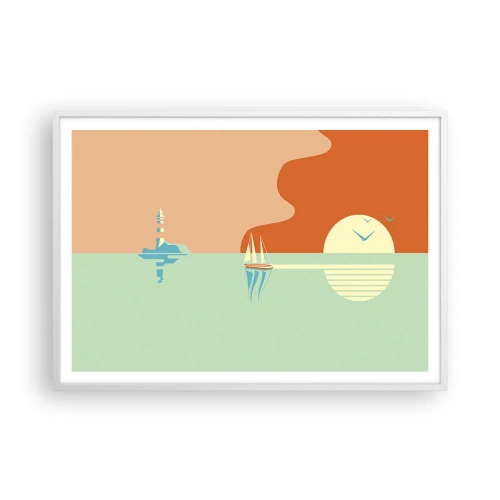 Poster în ramă albă - Peisaj marin perfect - 100x70 cm