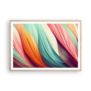 Poster în ramă de stejar deschis - Țesătură de curcubeu - 100x70 cm