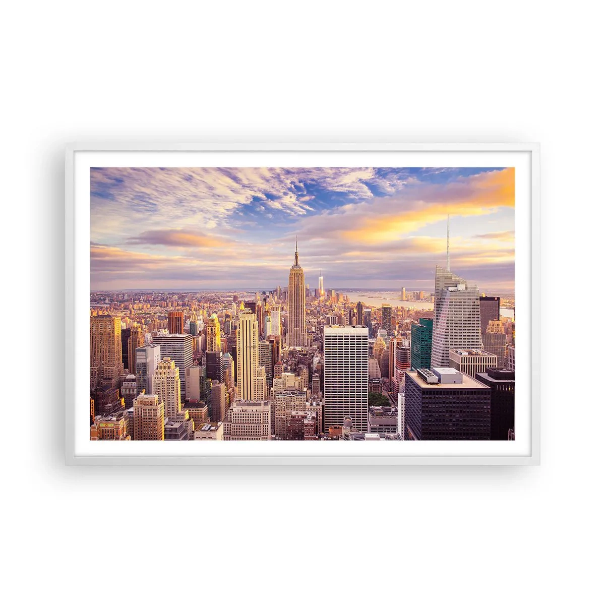 Poster în ramă albă - Ajungeți la nori înșiși - 91x61 cm