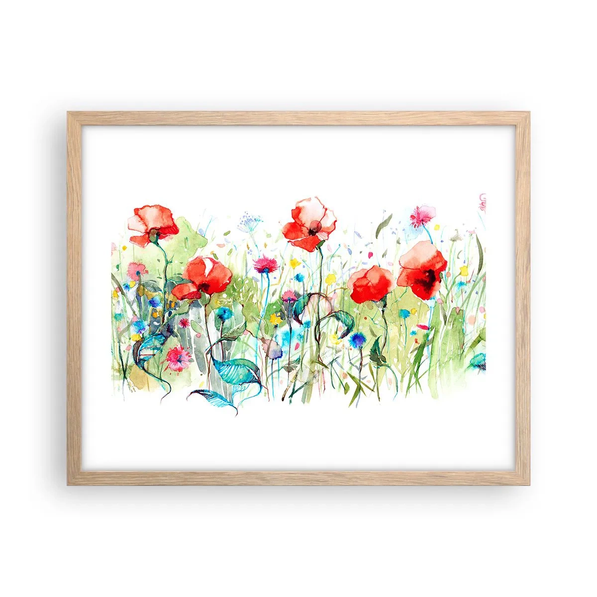 Poster în ramă de stejar deschis - O pajiște înflorită în luna mai - 50x40 cm