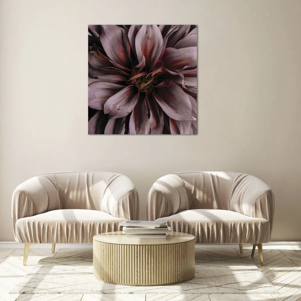Tablou pe sticlă - Inimă florală - 50x50 cm