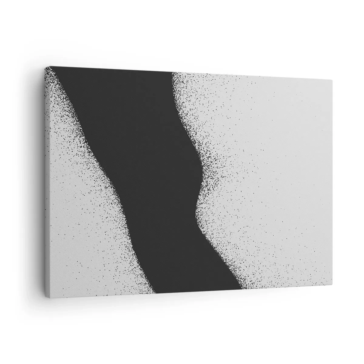 Tablou pe pânză Canvas - Model abstract alb-negru cu puncte delicate pe pânză - 70x50cm - Echilibru lichid - Decorațiune modernă pentru perete pentru living și dormitor ARTTOR