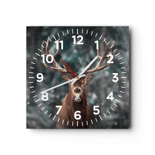 Ceas de perete - Ceas pe sticlă - Regele pădurii a fost încoronat - 30x30 cm