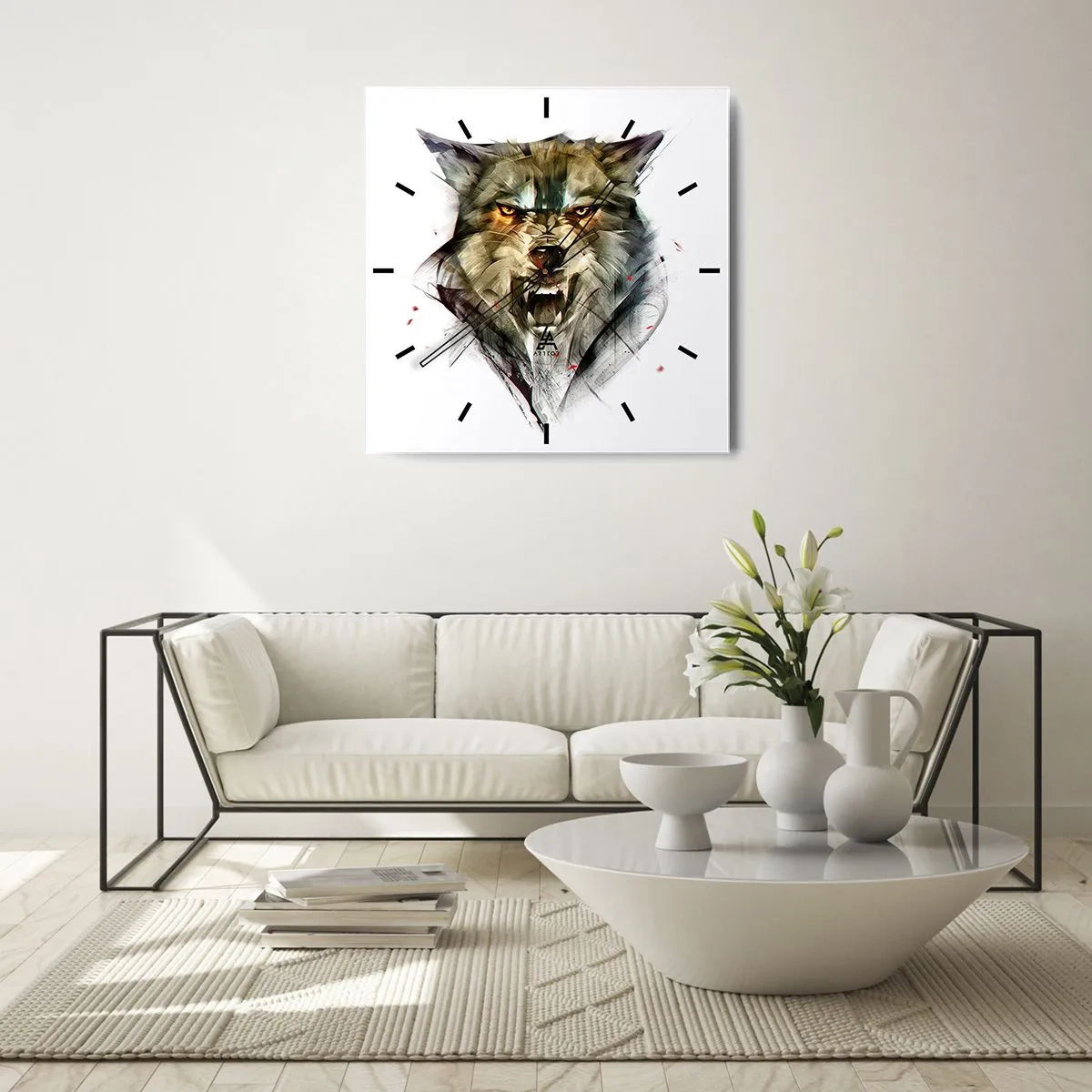 Ceas de perete - Ceas pe sticlă - Nici un pas! - 40x40 cm