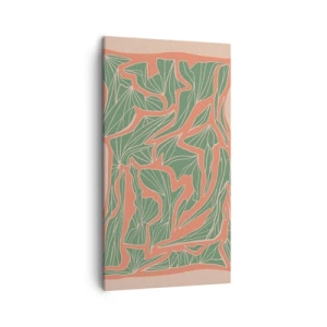 Tablou pe pânză - Lupta dintre coral și verde - 45x80 cm