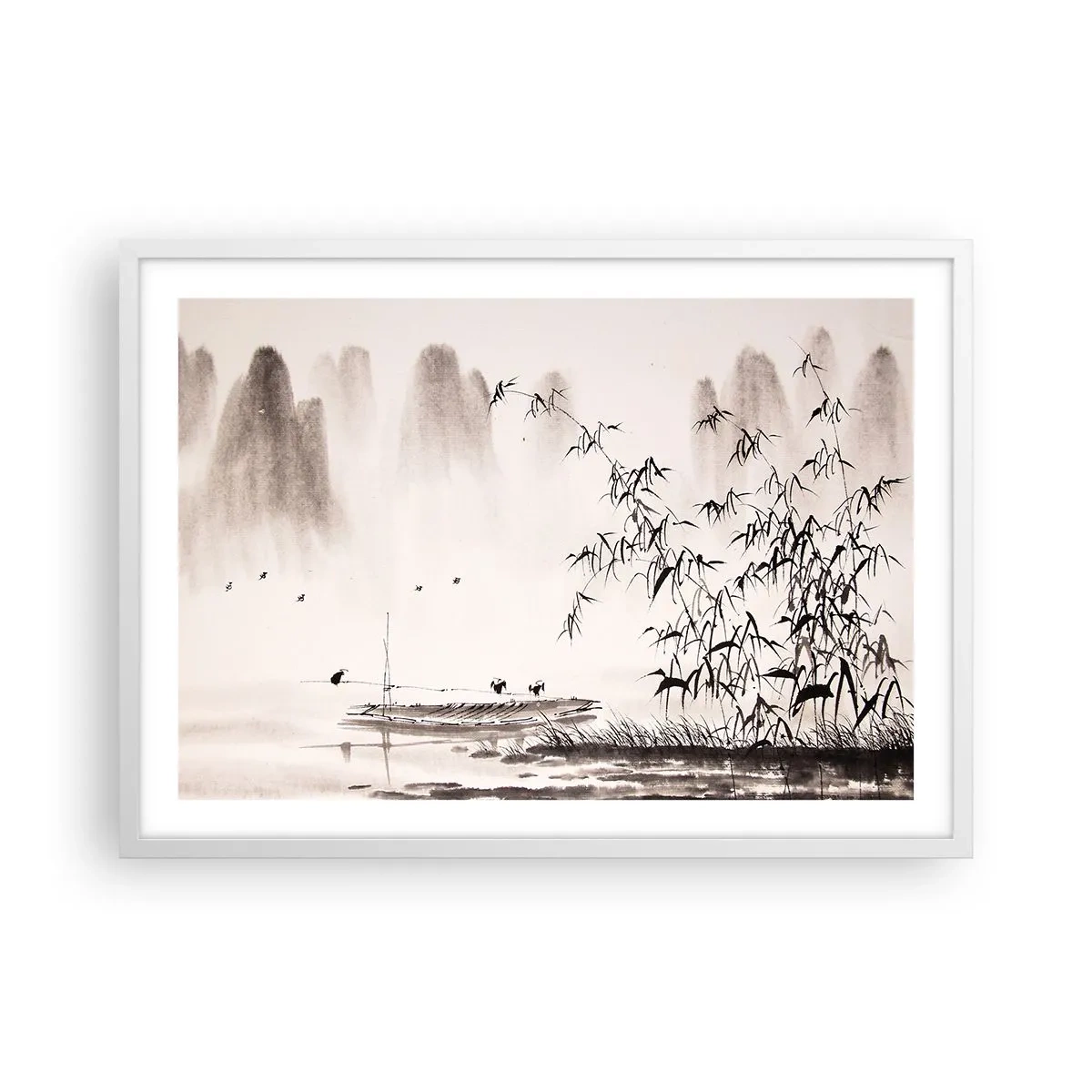 Poster în ramă albă - Liniștea câmpurilor de orez - 70x50 cm