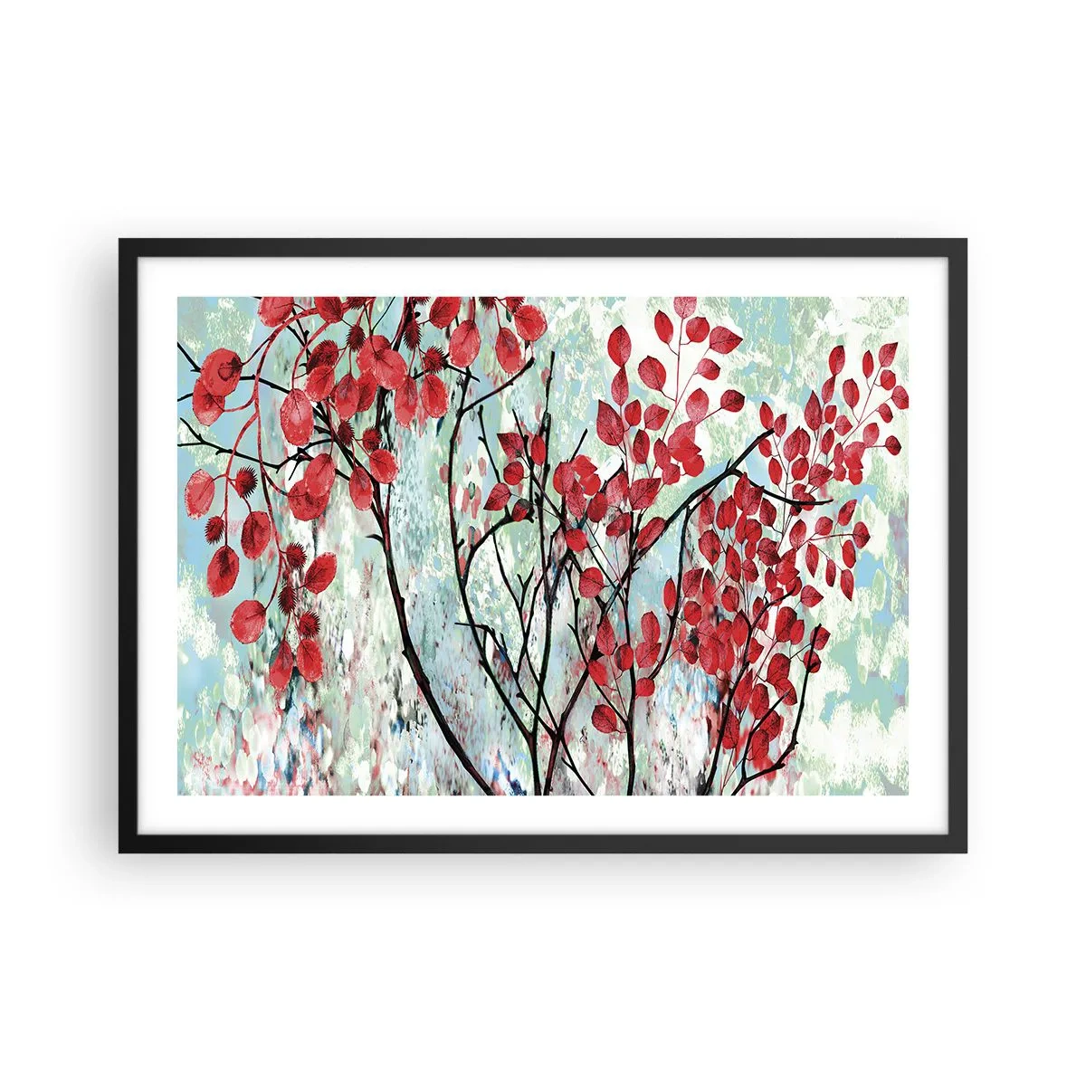 Poster în ramă neagră - Arbore în stacojiu - 70x50 cm