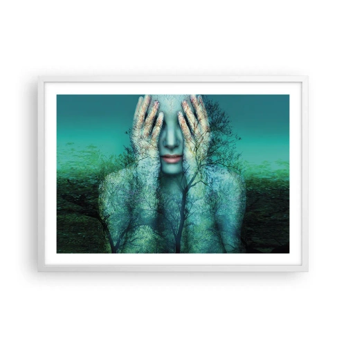 Poster în ramă albă - Scufundată în albastru - 70x50 cm