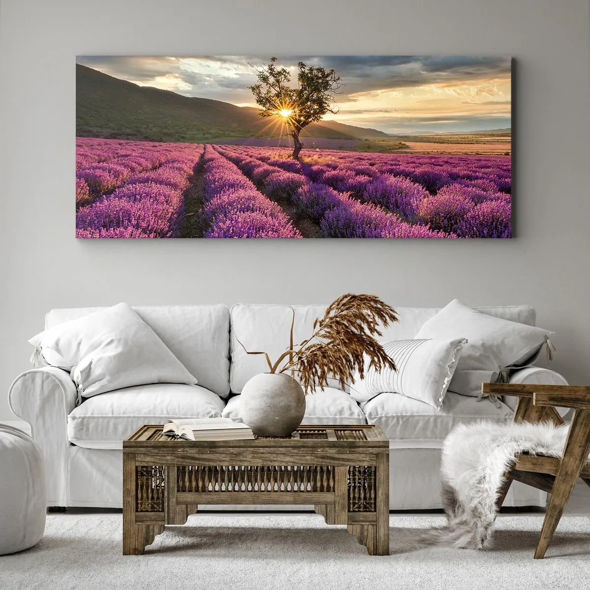Tablou pe pânză - Aroma în liliac - 100x40 cm