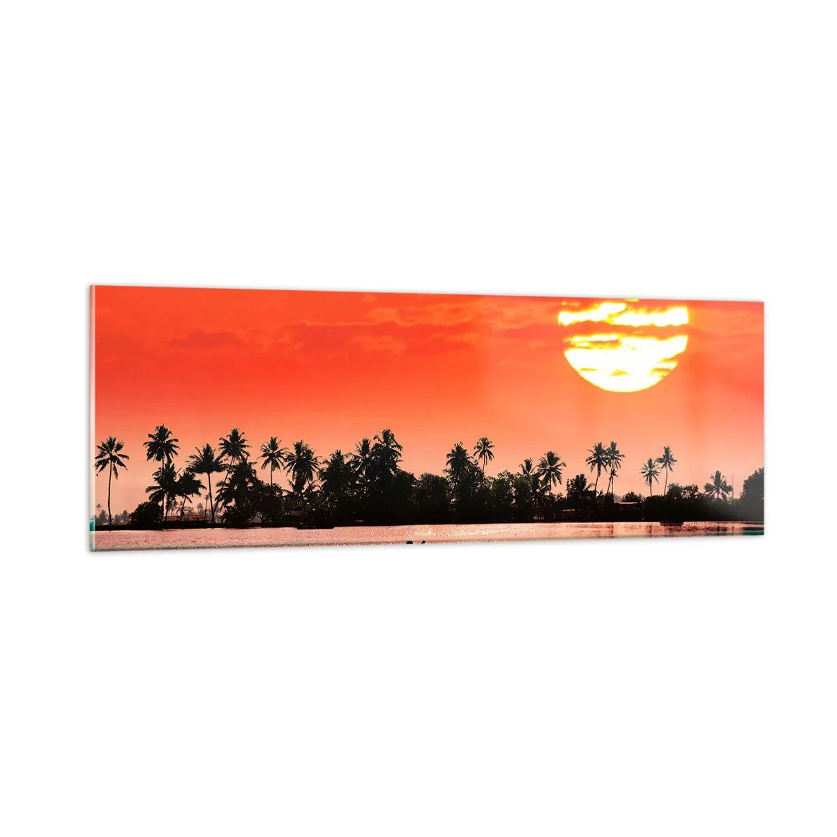 Tablou pe sticlă - Liniștea tropicelor la apus de soare - 90x30 cm