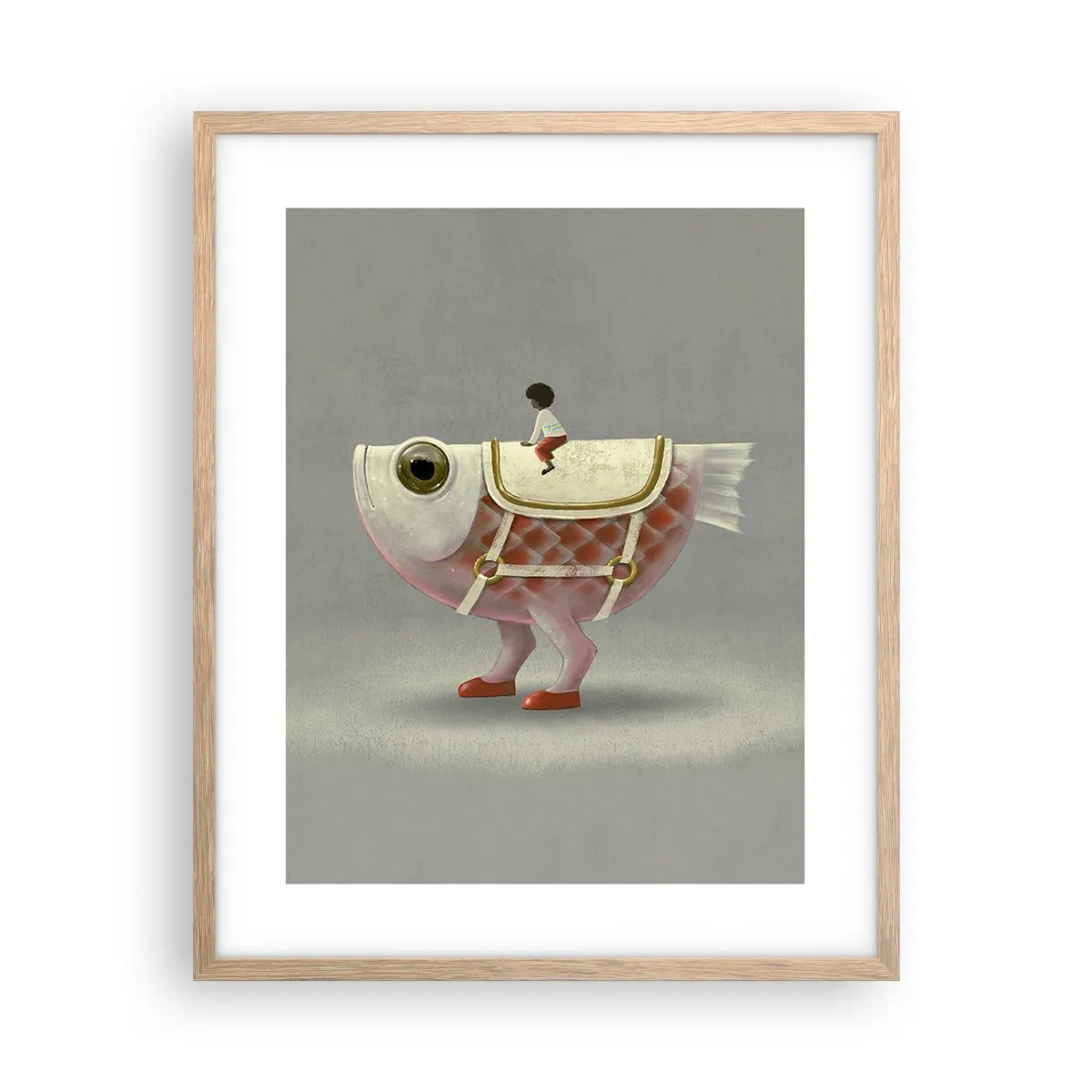 Poster în ramă de stejar deschis - Călărețul Pescărel - 40x50 cm