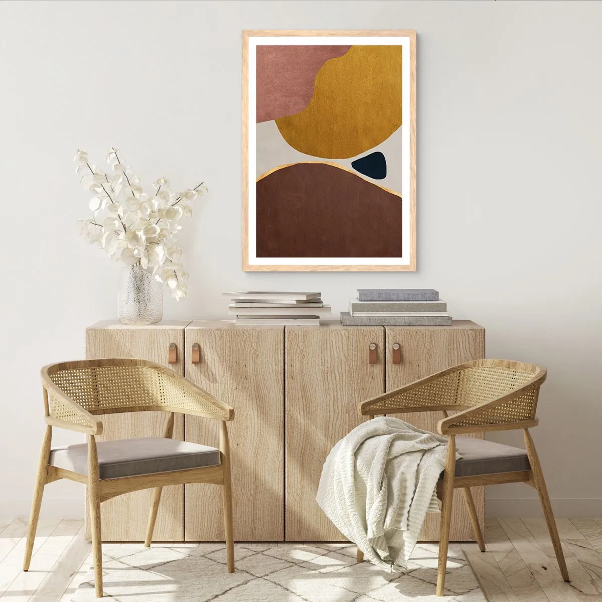 Poster în ramă de stejar deschis - Abstracție - un loc în spațiu - 40x50 cm