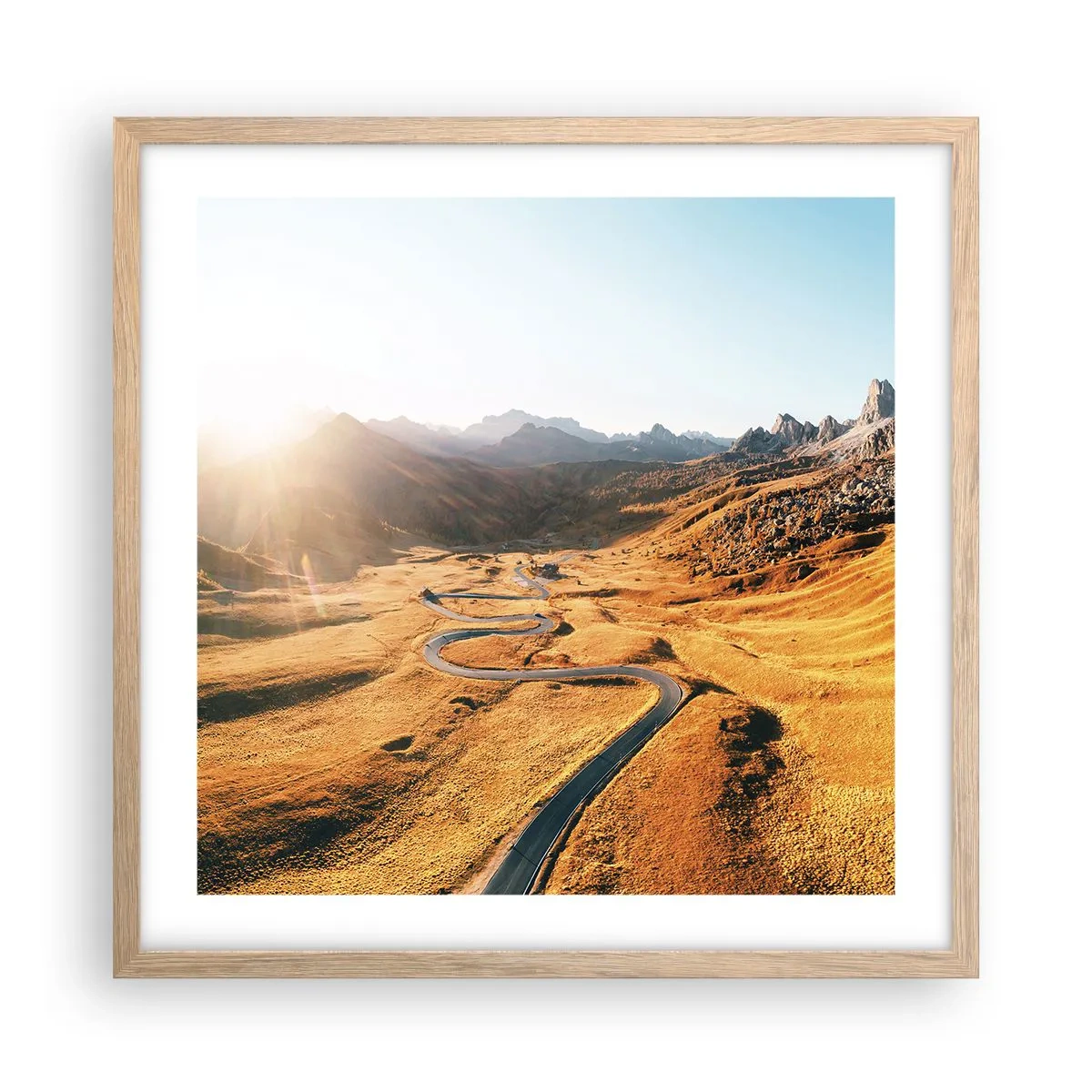 Poster în ramă de stejar deschis - Într-o vale de aur - 50x50 cm