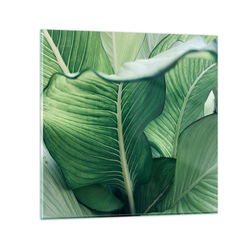Tablou pe sticlă - Viață intensă în verde - 30x30 cm