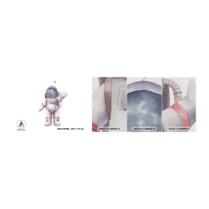 Mostră tapet Premium Sand - Pe curând! - Astronaut, Pentru copii, Minimalism - 100x30 cm