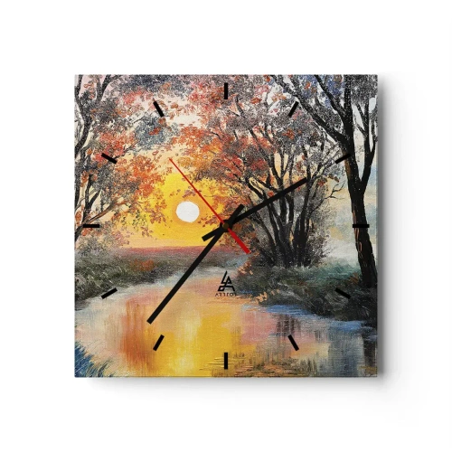 Ceas de perete - Ceas pe sticlă - Atmosferă de toamnă - 30x30 cm