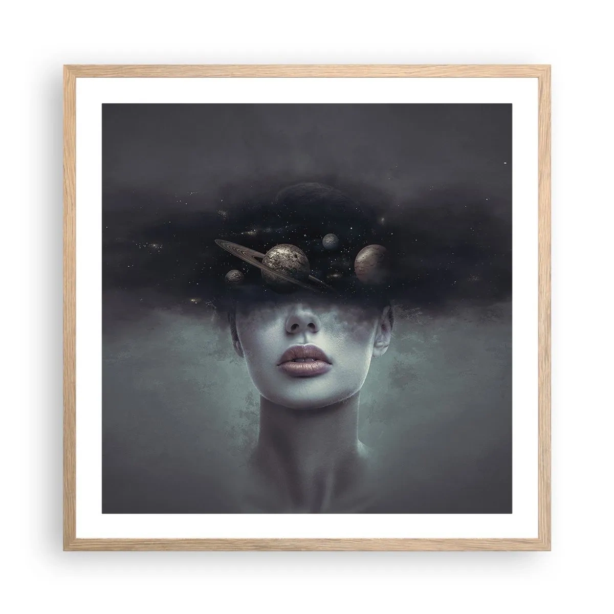 Poster în ramă de stejar deschis - Și planetele o iau razna... - 60x60 cm