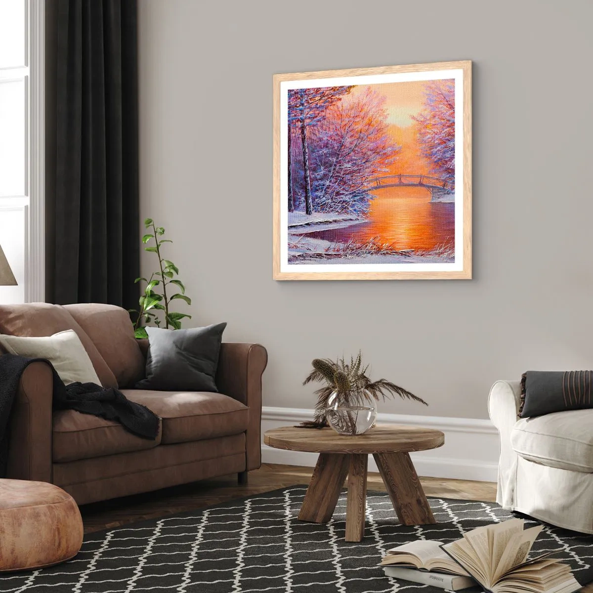 Poster în ramă de stejar deschis - Hai să ne întâlnim aici - 50x50 cm