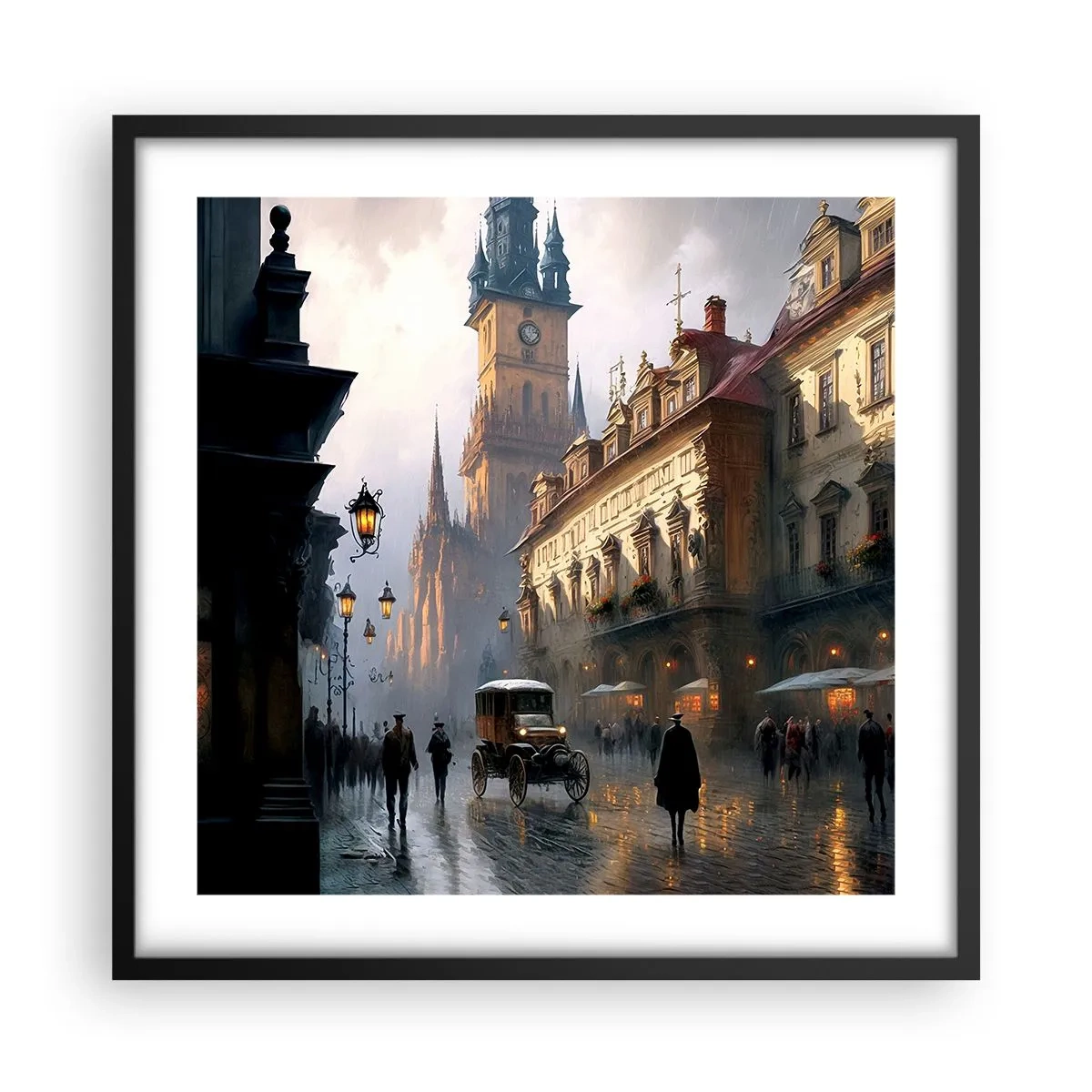 Poster în ramă neagră - Magia unei seri la Praga - 50x50 cm