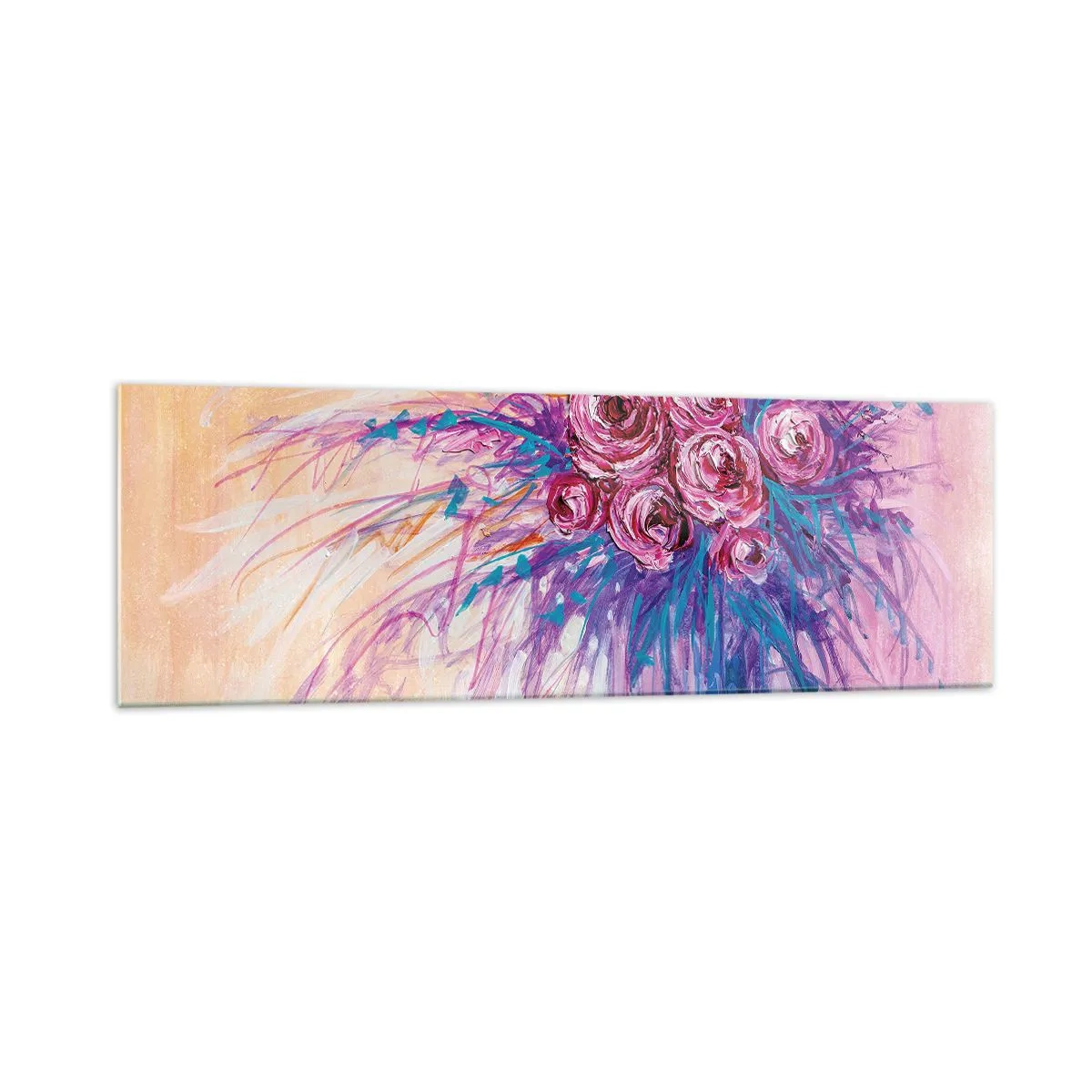 Tablou pe sticlă - Fântână de trandafiri - 160x50 cm