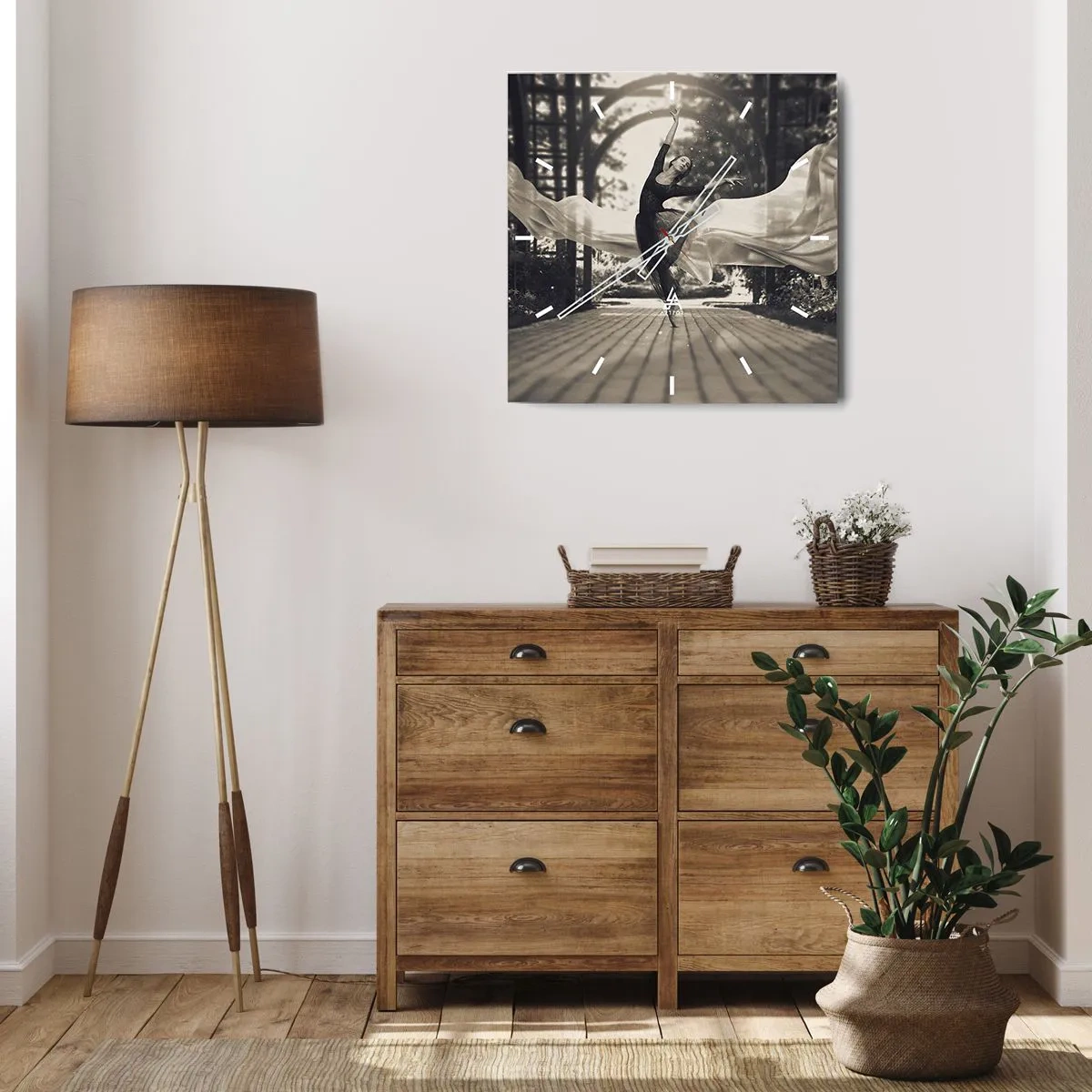 Ceas de perete - Ceas pe sticlă - Dansul spiritului de grădină - 40x40 cm