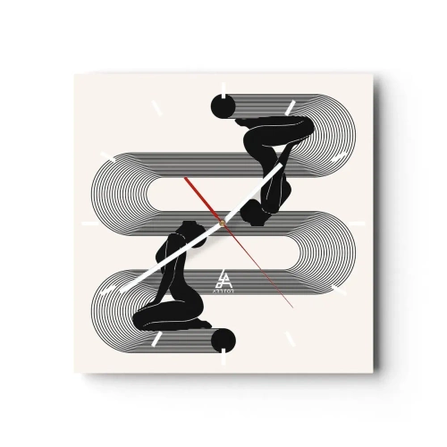 Ceas de perete - Ceas pe sticlă - Simetrie senzuală - 30x30 cm