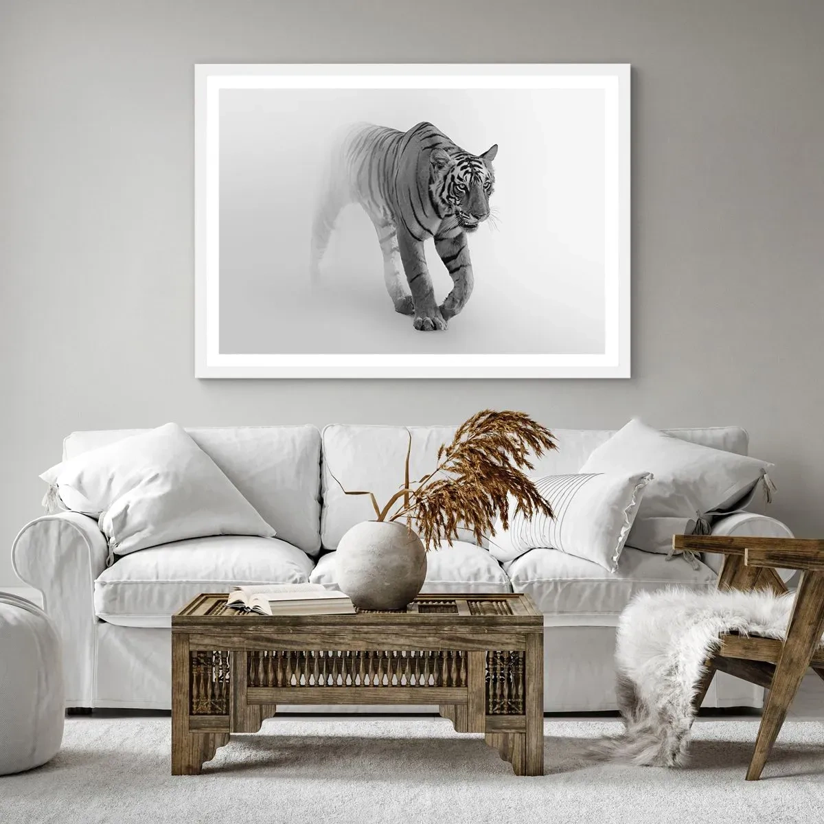 Poster în ramă albă - De veghe în ceață - 100x70 cm