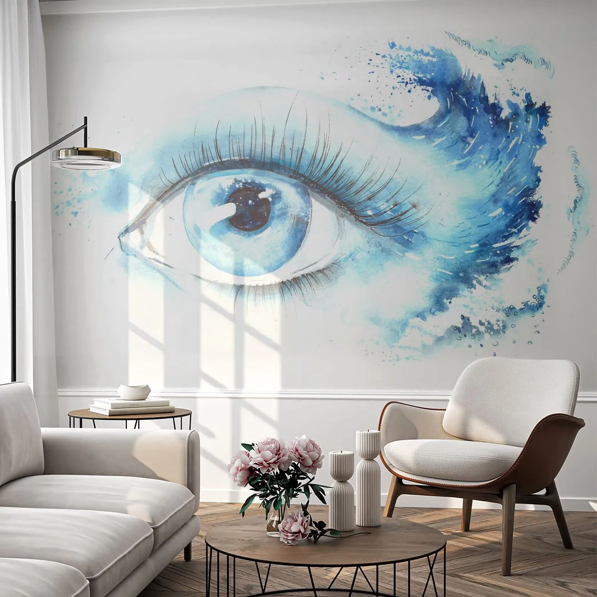 Tapet Standard Eco - Scufundă-te în albastrul privirii - Abstracția, Ochi, Bucată - 400x280 cm