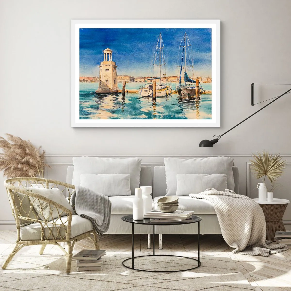 Poster în ramă albă - Laguna însorită - 40x30 cm