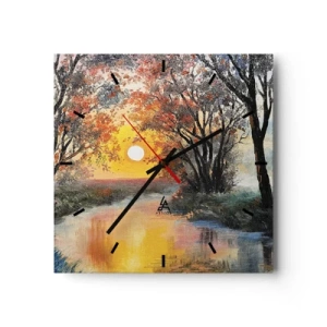 Ceas de perete - Ceas pe sticlă - Atmosferă de toamnă - 30x30 cm