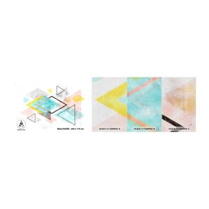 Mostră tapet Premium Canvas - Joc geometric - Luminos, Triunghiuri, Minimalism - 100x30 cm