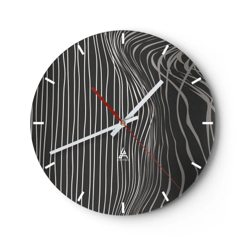 Ceas de perete - Ceas pe sticlă - Linii abstracte pe un fundal întunecat - 30x30cm - Ritm și accent - Decorațiune modernă pentru perete pentru living, bucătărie și dormitor ARTTOR