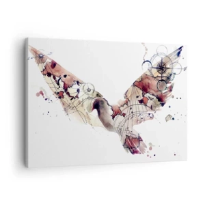 Tablou pe pânză Canvas - Siluetă artistică de pasăre cu modele geometrice - 70x50cm - Vagabondul cu capul în nori - Decorațiune modernă pentru perete pentru living și dormitor ARTTOR