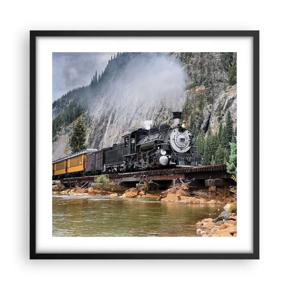 Poster în ramă neagră - Și încotro? Unde? - 50x50 cm