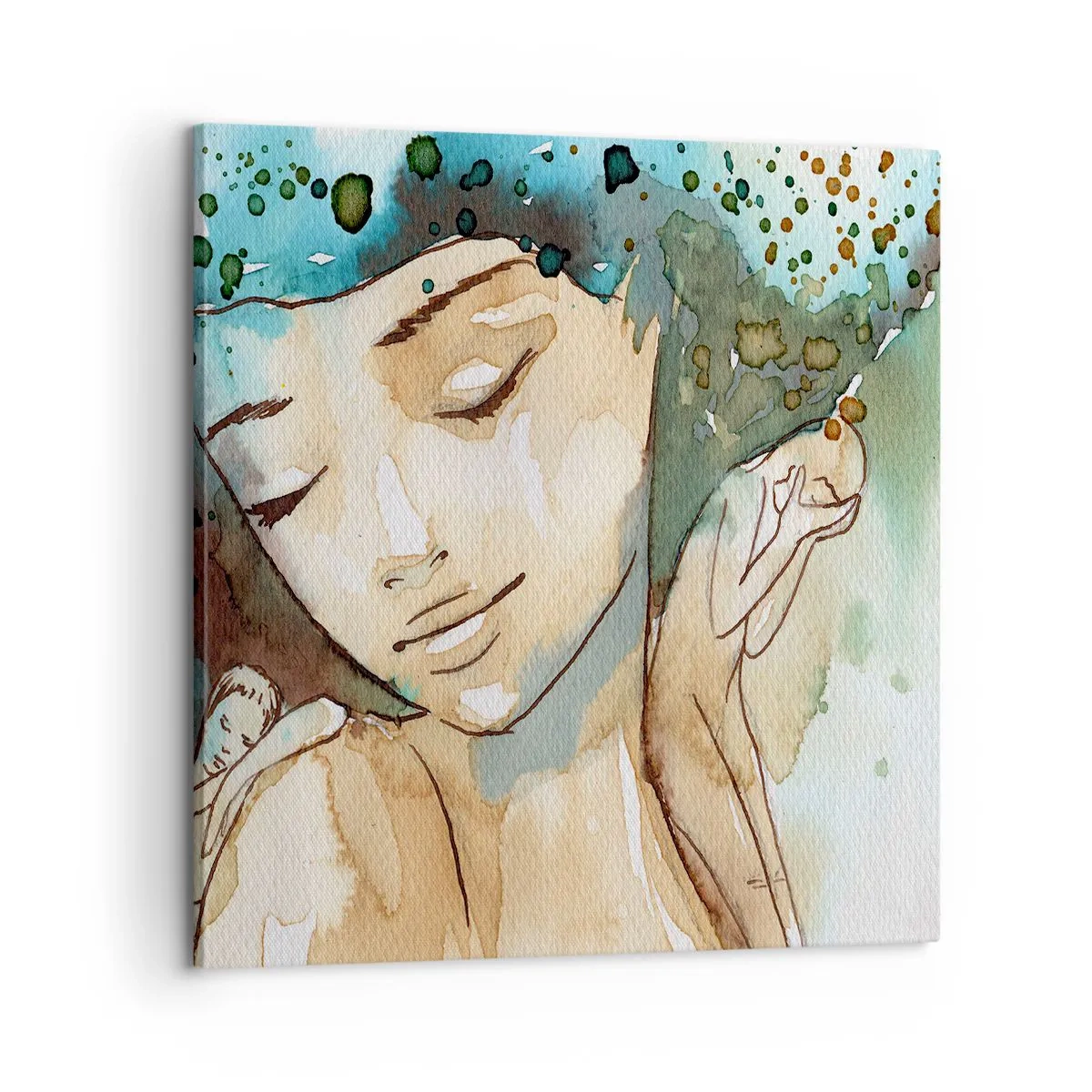 Tablou pe pânză - Lady în albastru - 60x60 cm