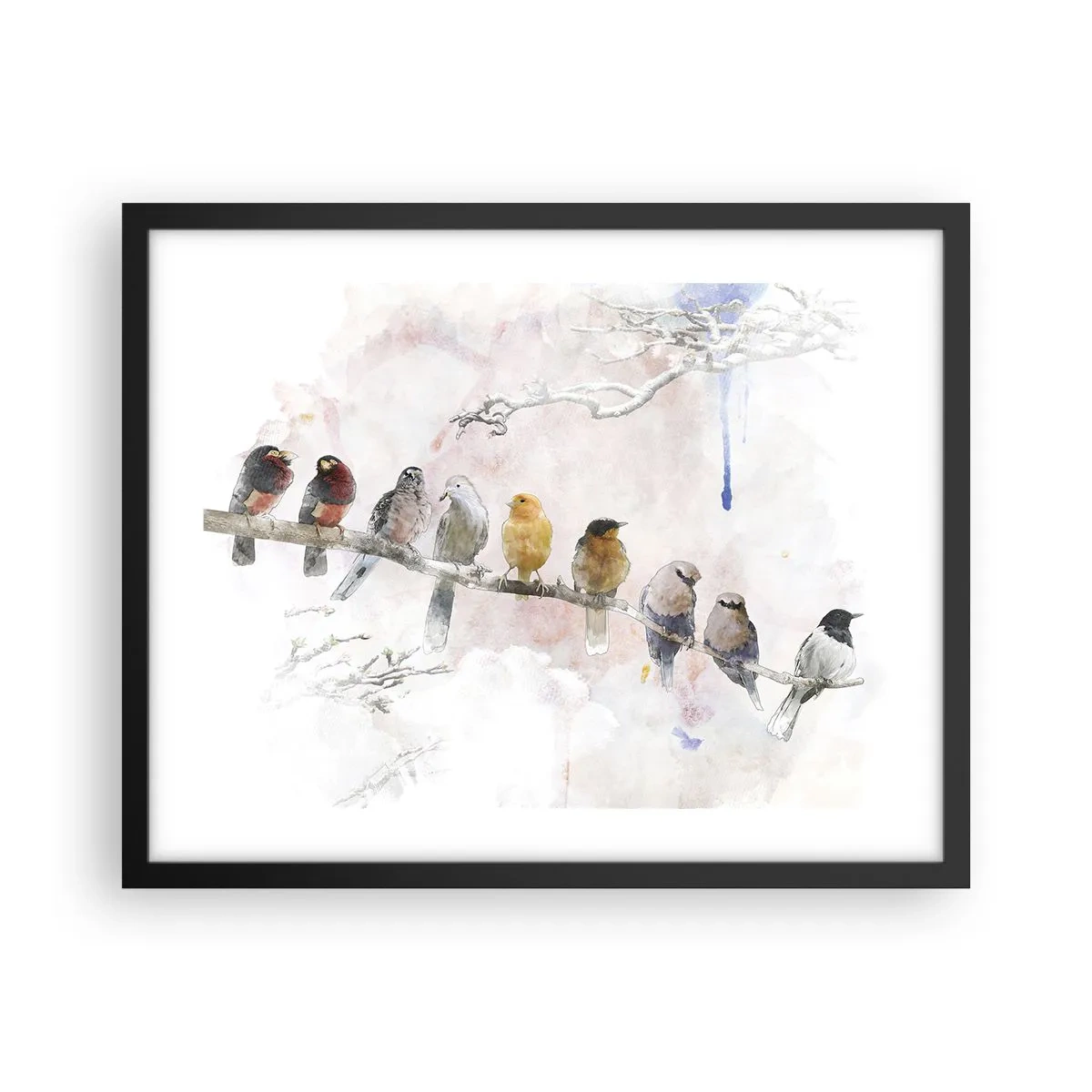 Poster în ramă neagră - Întâlnire înaripată - 50x40 cm