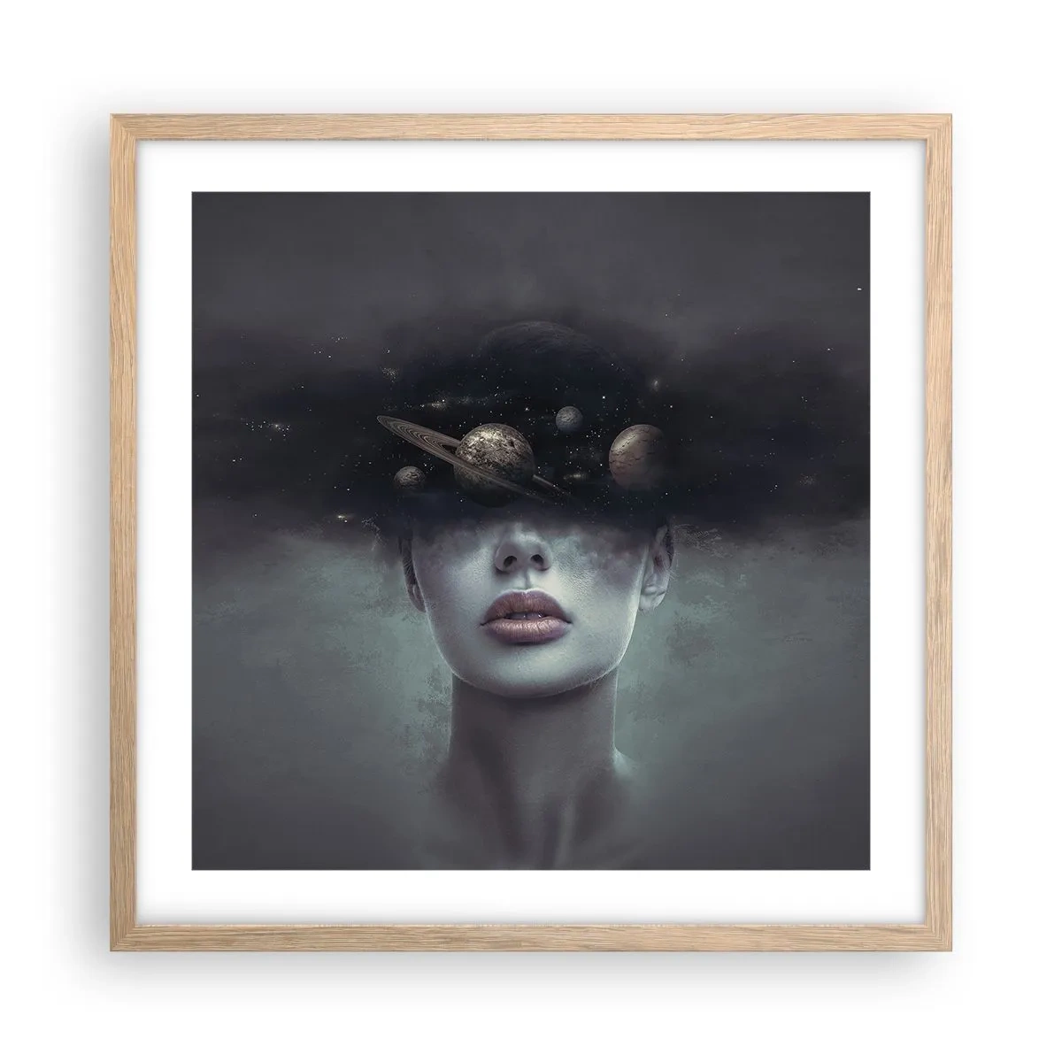 Poster în ramă de stejar deschis - Și planetele o iau razna... - 50x50 cm