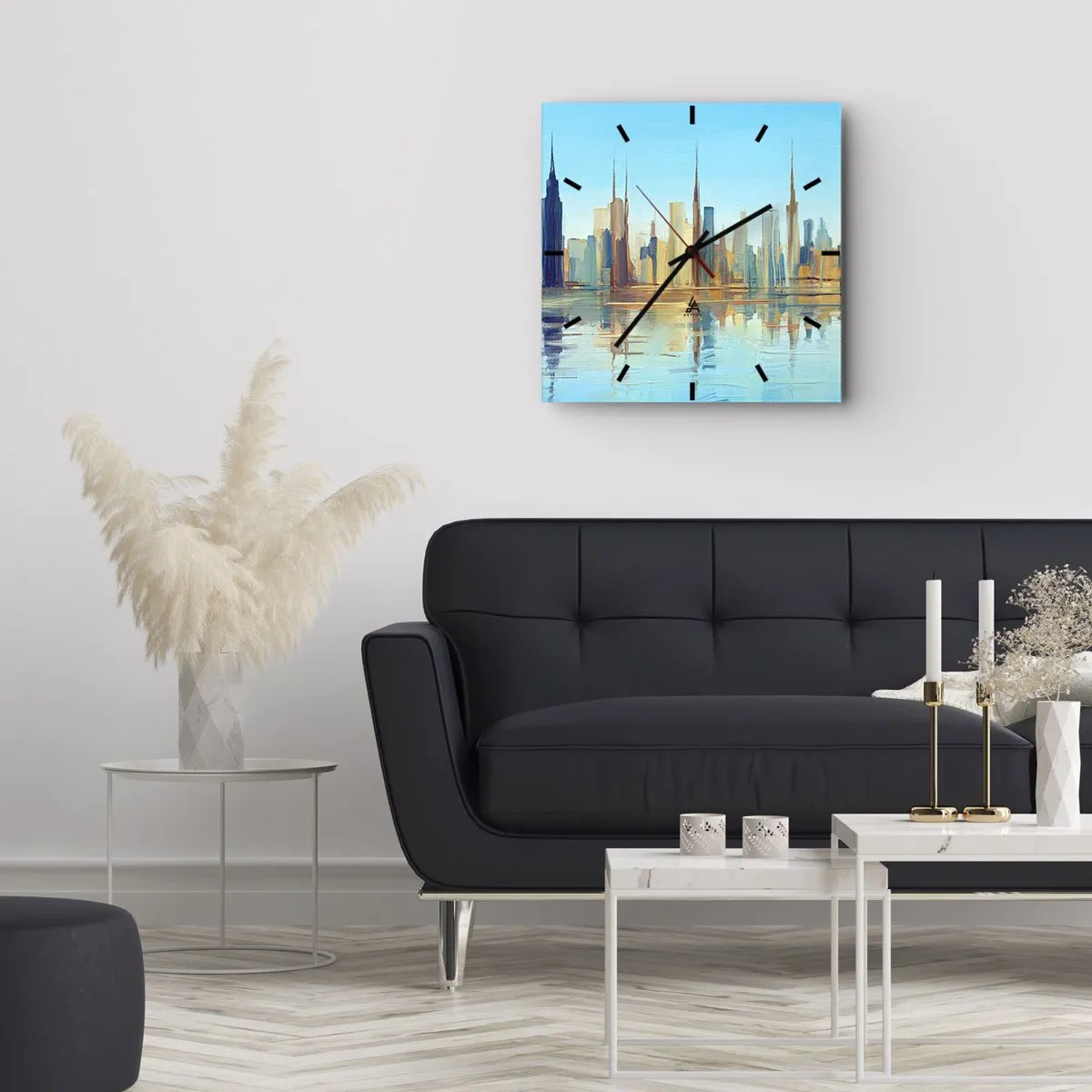 Ceas de perete - Ceas pe sticlă - Metropola însorită - 30x30 cm