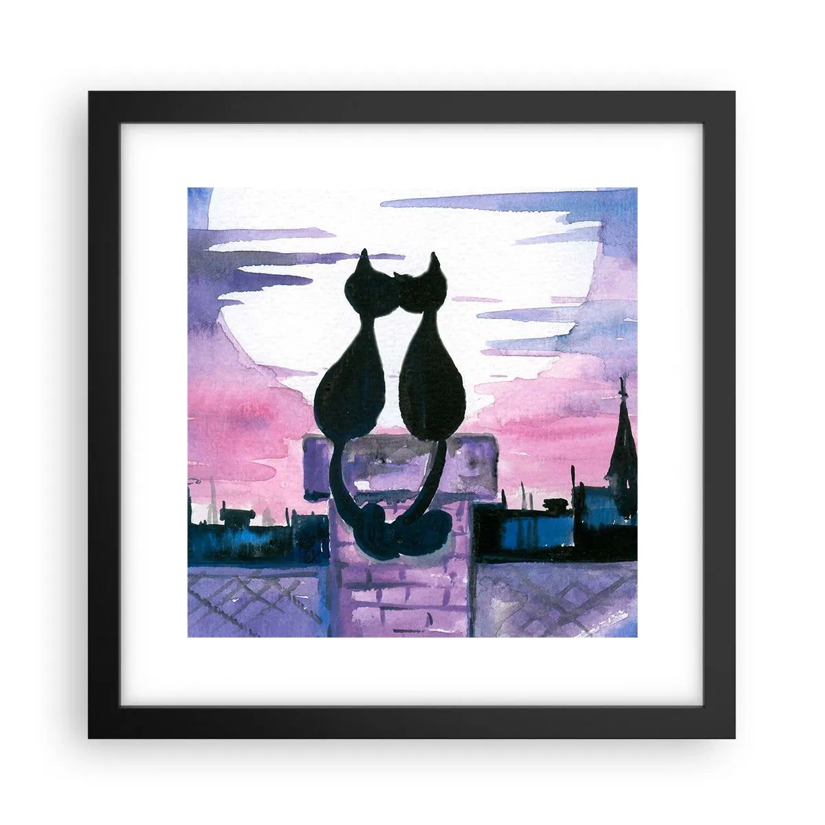 Poster în ramă neagră - Rendez-vous sub lună - 30x30 cm