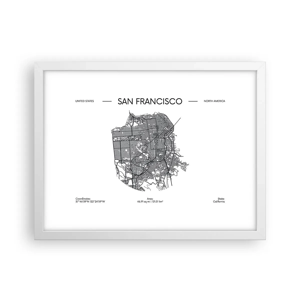 Poster în ramă albă - Anatomia San Francisco - 40x30 cm
